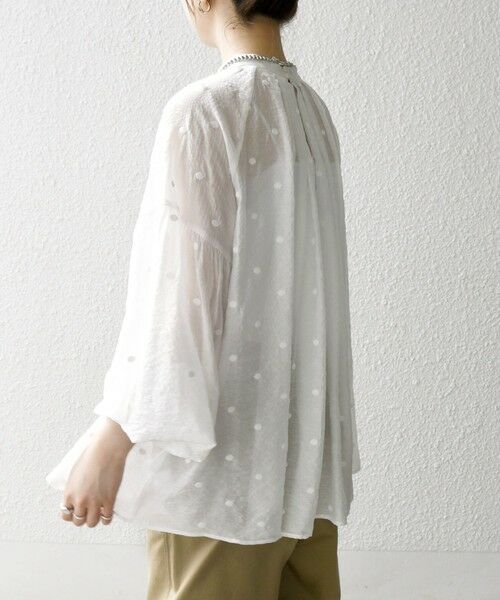 SHIPS / シップス シャツ・ブラウス | SHIPS any:〈手洗い可能〉シアー ドット スタンドカラー パフ ギャザー ブラウス | 詳細10