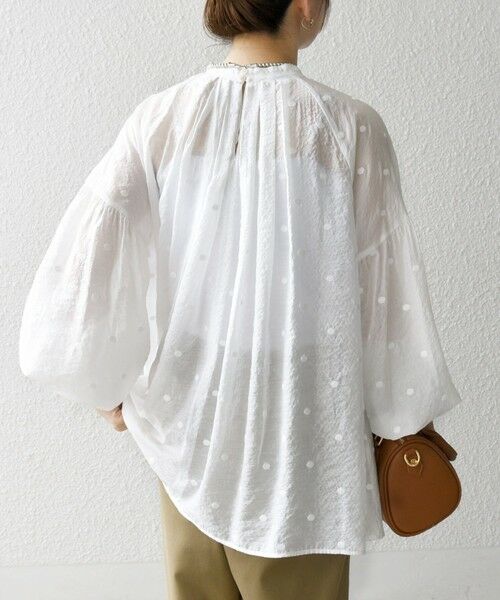 SHIPS / シップス シャツ・ブラウス | SHIPS any:〈手洗い可能〉シアー ドット スタンドカラー パフ ギャザー ブラウス | 詳細11