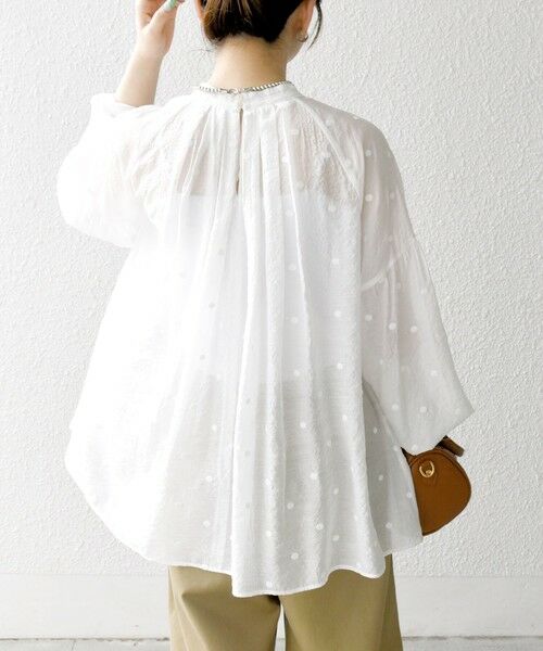 SHIPS / シップス シャツ・ブラウス | SHIPS any:〈手洗い可能〉シアー ドット スタンドカラー パフ ギャザー ブラウス | 詳細4