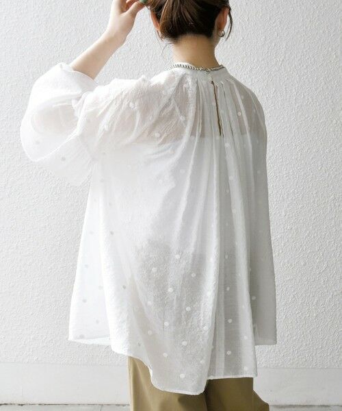 SHIPS / シップス シャツ・ブラウス | SHIPS any:〈手洗い可能〉シアー ドット スタンドカラー パフ ギャザー ブラウス | 詳細5