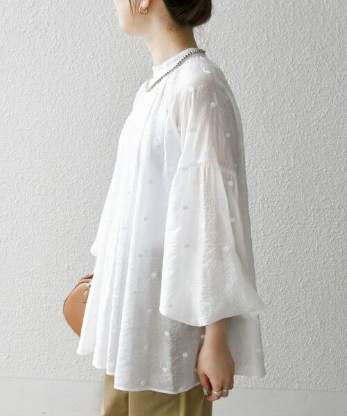 SHIPS / シップス シャツ・ブラウス | SHIPS any:〈手洗い可能〉シアー ドット スタンドカラー パフ ギャザー ブラウス | 詳細9