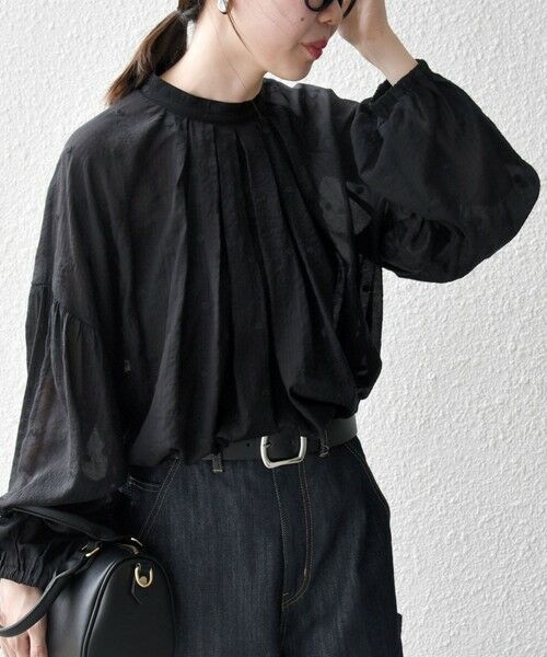 SHIPS / シップス シャツ・ブラウス | SHIPS any:〈手洗い可能〉シアー ドット スタンドカラー パフ ギャザー ブラウス | 詳細21