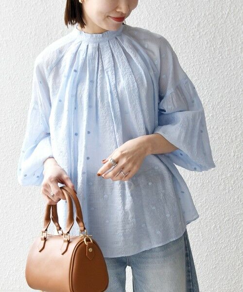 SHIPS / シップス シャツ・ブラウス | 《一部追加予約》SHIPS any:〈手洗い可能〉シアー ドット スタンドカラー パフ ギャザー ブラウス | 詳細25