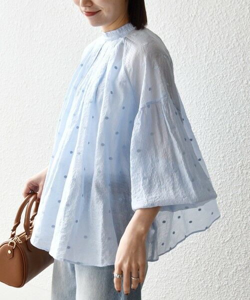 SHIPS / シップス シャツ・ブラウス | 《一部追加予約》SHIPS any:〈手洗い可能〉シアー ドット スタンドカラー パフ ギャザー ブラウス | 詳細26