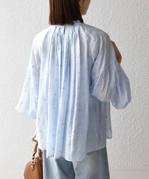 SHIPS / シップス シャツ・ブラウス | 《一部追加予約》SHIPS any:〈手洗い可能〉シアー ドット スタンドカラー パフ ギャザー ブラウス | 詳細27