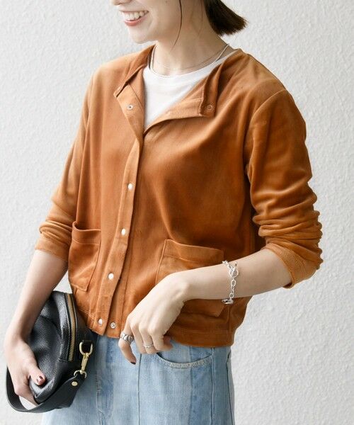 SHIPS / シップス カーディガン・ボレロ | SHIPS any:〈洗濯機可能〉ポリエステル ベロア コンパクト スナップ カーディガン | 詳細17