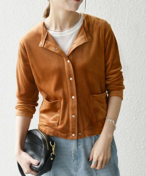 SHIPS / シップス カーディガン・ボレロ | SHIPS any:〈洗濯機可能〉ポリエステル ベロア コンパクト スナップ カーディガン | 詳細18