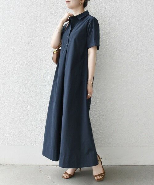 SHIPS / シップス ロング・マキシ丈ワンピース | SHIPS any:〈洗濯機可能〉タイプライター スキッパー フレア シャツ ワンピース | 詳細25