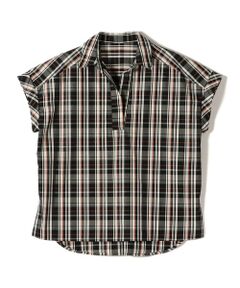 SHIPS / シップス シャツ・ブラウス | innowave:〈手洗い可能〉TC チェック スキッパー フレンチスリーブ ブラウス