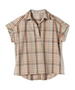 SHIPS / シップス シャツ・ブラウス | innowave:〈手洗い可能〉TC チェック スキッパー フレンチスリーブ ブラウス