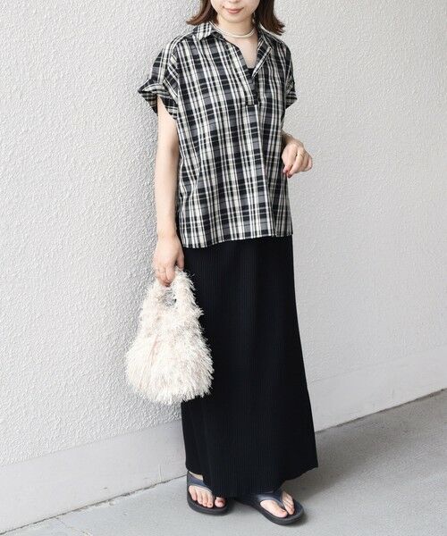 SHIPS / シップス シャツ・ブラウス | innowave:〈手洗い可能〉TC チェック スキッパー フレンチスリーブ ブラウス | 詳細9