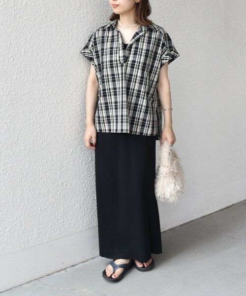 SHIPS / シップス シャツ・ブラウス | innowave:〈手洗い可能〉TC チェック スキッパー フレンチスリーブ ブラウス | 詳細10