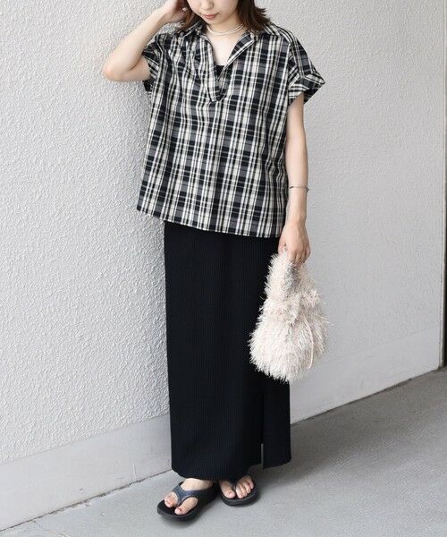 SHIPS / シップス シャツ・ブラウス | innowave:〈手洗い可能〉TC チェック スキッパー フレンチスリーブ ブラウス | 詳細11