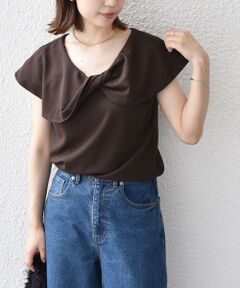 SHIPS / シップス Tシャツ | SHIPS Colors:〈手洗い可能〉ジョーゼット ネジリ カラー トップス