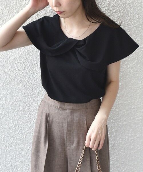 SHIPS / シップス Tシャツ | SHIPS Colors:〈手洗い可能〉ジョーゼット ネジリ カラー トップス | 詳細4