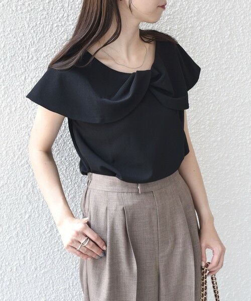 SHIPS / シップス Tシャツ | SHIPS Colors:〈手洗い可能〉ジョーゼット ネジリ カラー トップス | 詳細5