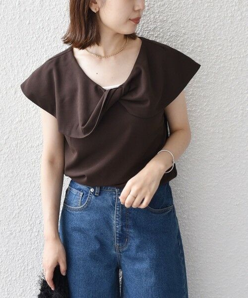 SHIPS / シップス Tシャツ | SHIPS Colors:〈手洗い可能〉ジョーゼット ネジリ カラー トップス | 詳細20