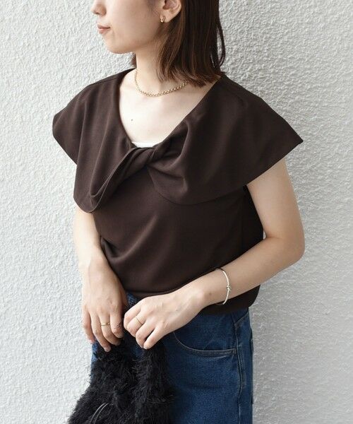 SHIPS / シップス Tシャツ | SHIPS Colors:〈手洗い可能〉ジョーゼット ネジリ カラー トップス | 詳細22