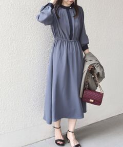 SHIPS / シップス ロング・マキシ丈ワンピース | SHIPS Colors:〈手洗い可能〉配色 ギャザー ロングスリーブ ワンピース◇