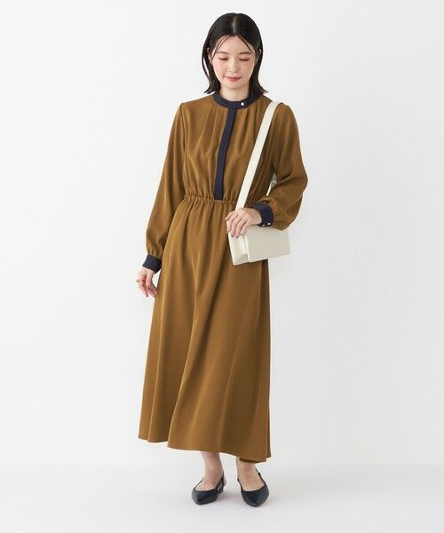 SHIPS / シップス ロング・マキシ丈ワンピース | SHIPS Colors:〈手洗い可能〉配色 ギャザー ロングスリーブ ワンピース◇ | 詳細3