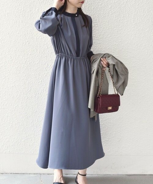 SHIPS / シップス ロング・マキシ丈ワンピース | SHIPS Colors:〈手洗い可能〉配色 ギャザー ロングスリーブ ワンピース◇ | 詳細15