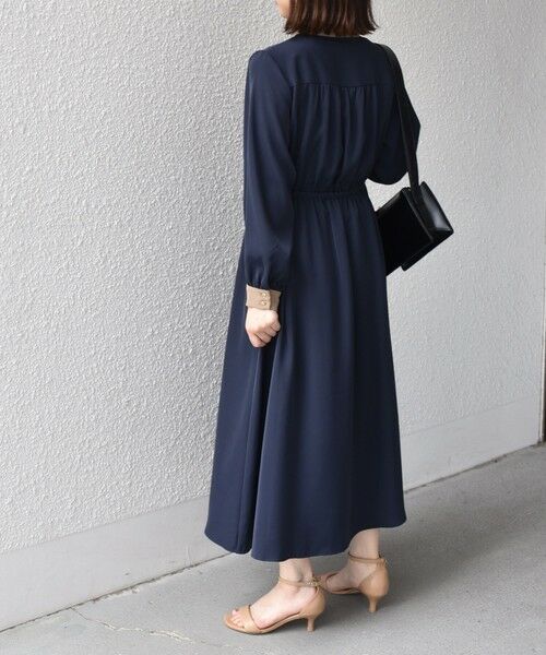 SHIPS Colors:〈手洗い可能〉配色 ギャザー ロングスリーブ