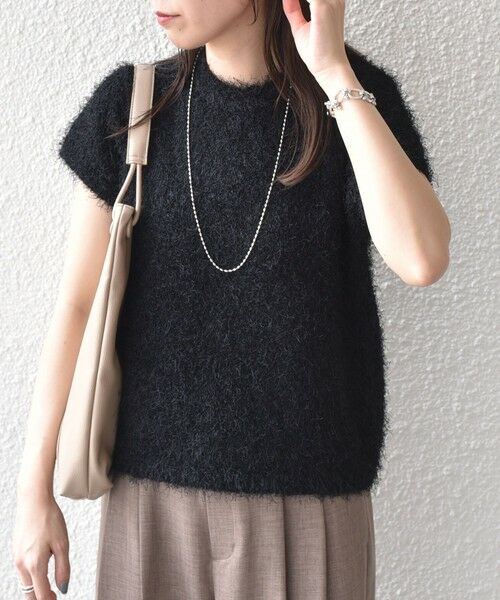 SHIPS / シップス ニット・セーター | SHIPS Colors:〈手洗い可能〉フェイク フェザー クルーネック ショートスリーブ◇ | 詳細9