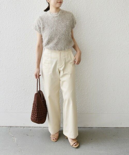 SHIPS / シップス ニット・セーター | SHIPS Colors:〈手洗い可能〉フェイク フェザー クルーネック ショートスリーブ◇ | 詳細20