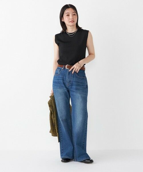♡美品 シルクワイドリブノースリーブニット Navy♡ シルクワイドリブノースリーブニット - SOÉJU online store