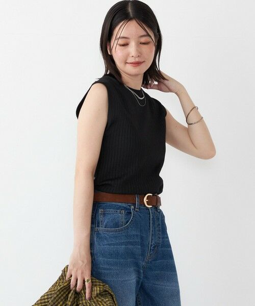 SHIPS Colors:〈手洗い可能〉ブライト ワイドリブ ノースリーブ