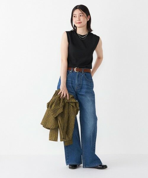 ♡美品 シルクワイドリブノースリーブニット Navy♡ シルクワイドリブノースリーブニット - SOÉJU online store