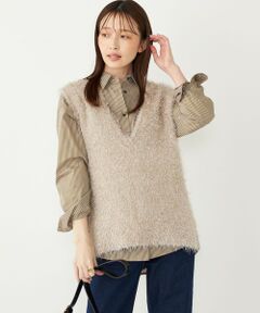 SHIPS / シップス ベスト | SHIPS Colors:〈手洗い可能〉フェイク フェザー Vネック ベスト◇