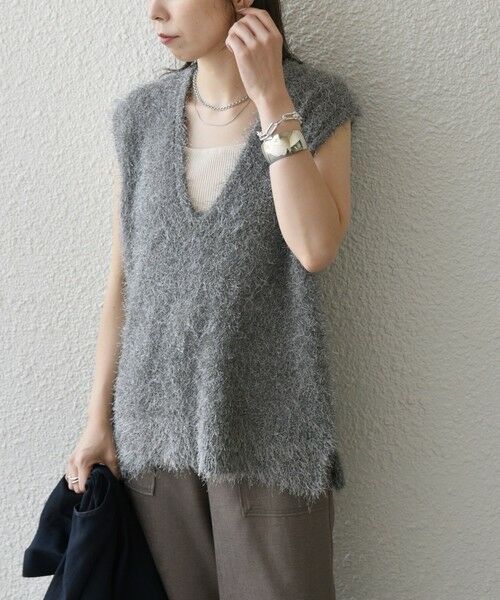 SHIPS / シップス ベスト | SHIPS Colors:〈手洗い可能〉フェイク フェザー Vネック ベスト◇ | 詳細8