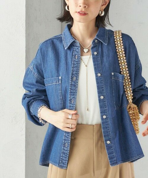 SHIPS for women/シップスウィメン 〈洗濯機可能〉ライトオンス デニム ショート シャツ ブルー ONE SIZE