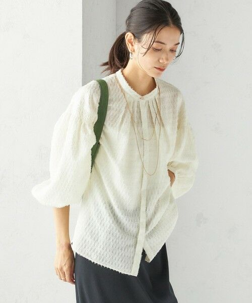 SHIPS / シップス シャツ・ブラウス | 〈手洗い可能〉シアー ジャカード 袖 シャーリング ブラウス | 詳細12