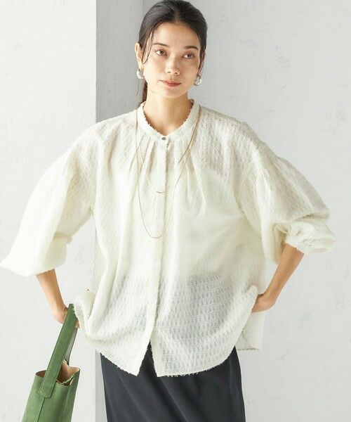 SHIPS / シップス シャツ・ブラウス | 〈手洗い可能〉シアー ジャカード 袖 シャーリング ブラウス | 詳細7