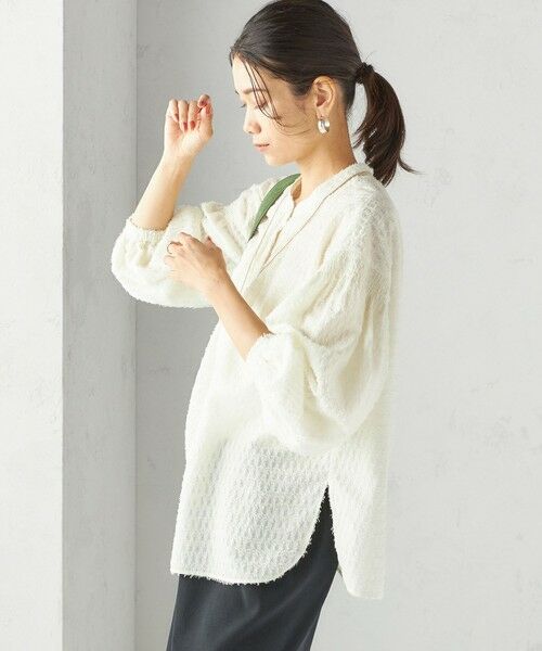 SHIPS / シップス シャツ・ブラウス | 〈手洗い可能〉シアー ジャカード 袖 シャーリング ブラウス | 詳細9