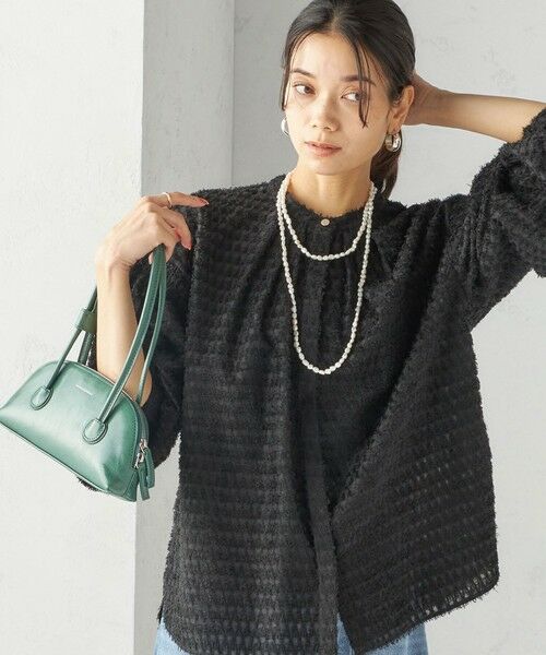 SHIPS / シップス シャツ・ブラウス | 〈手洗い可能〉シアー ジャカード 袖 シャーリング ブラウス(ブラック)