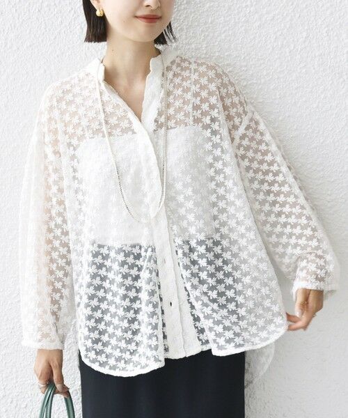 SHIPS / シップス シャツ・ブラウス | 〈手洗い可能〉フラワー チュール 刺繍 シャツ | 詳細11