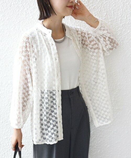 SHIPS / シップス シャツ・ブラウス | 〈手洗い可能〉フラワー チュール 刺繍 シャツ | 詳細17