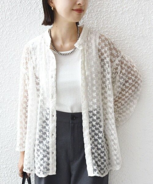 SHIPS / シップス シャツ・ブラウス | 〈手洗い可能〉フラワー チュール 刺繍 シャツ | 詳細18