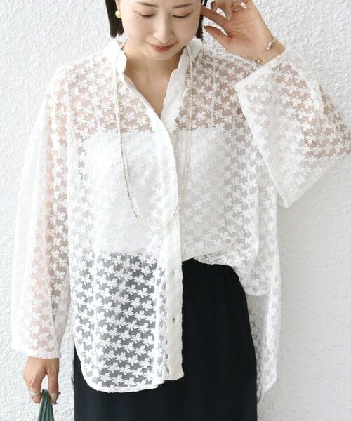 SHIPS / シップス シャツ・ブラウス | 〈手洗い可能〉フラワー チュール 刺繍 シャツ | 詳細5