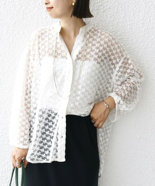 SHIPS / シップス シャツ・ブラウス | 〈手洗い可能〉フラワー チュール 刺繍 シャツ | 詳細6