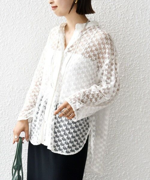 SHIPS / シップス シャツ・ブラウス | 〈手洗い可能〉フラワー チュール 刺繍 シャツ | 詳細7
