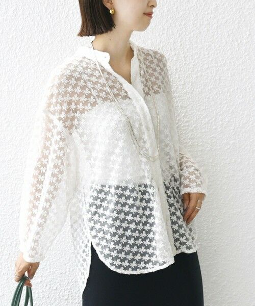 SHIPS / シップス シャツ・ブラウス | 〈手洗い可能〉フラワー チュール 刺繍 シャツ | 詳細9