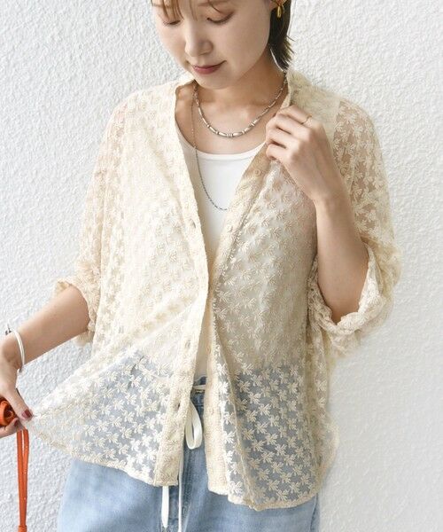 SHIPS / シップス シャツ・ブラウス | 〈手洗い可能〉フラワー チュール 刺繍 シャツ | 詳細28