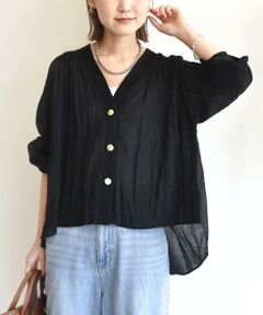 SHIPS / シップス カーディガン・ボレロ | 【WEB限定】〈手洗い可能〉シアー Vネック フレア シャツ カーディガン