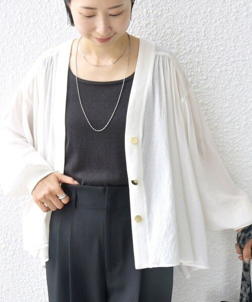 SHIPS / シップス カーディガン・ボレロ | 【WEB限定】〈手洗い可能〉シアー Vネック フレア シャツ カーディガン | 詳細12