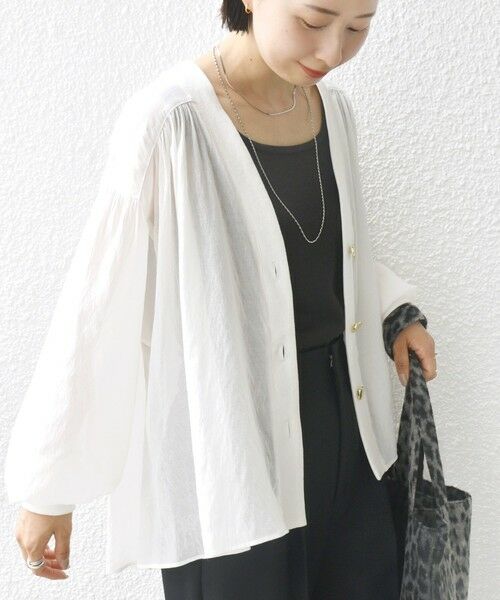 SHIPS / シップス カーディガン・ボレロ | 【WEB限定】〈手洗い可能〉シアー Vネック フレア シャツ カーディガン | 詳細13