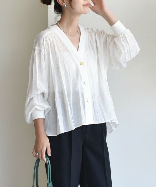 SHIPS / シップス カーディガン・ボレロ | 【WEB限定】〈手洗い可能〉シアー Vネック フレア シャツ カーディガン | 詳細17